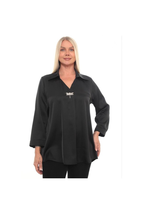 Aksesuar Detaylı Büyük Beden Bluz