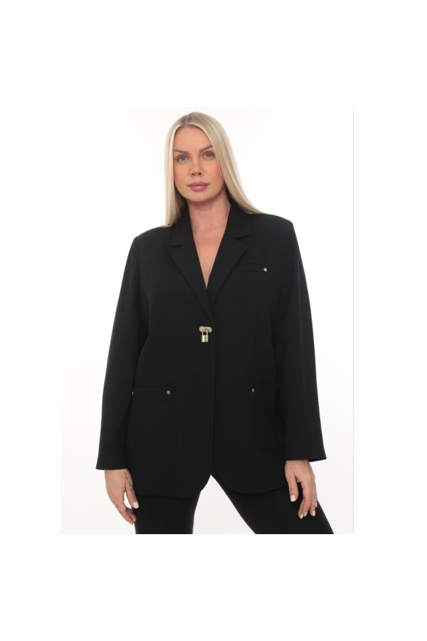  Büyük Beden Metal kilit aksesuarlı Ceket 