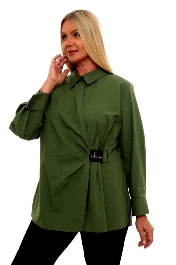  Büyük Beden Yan Toka Detaylı Gömlek