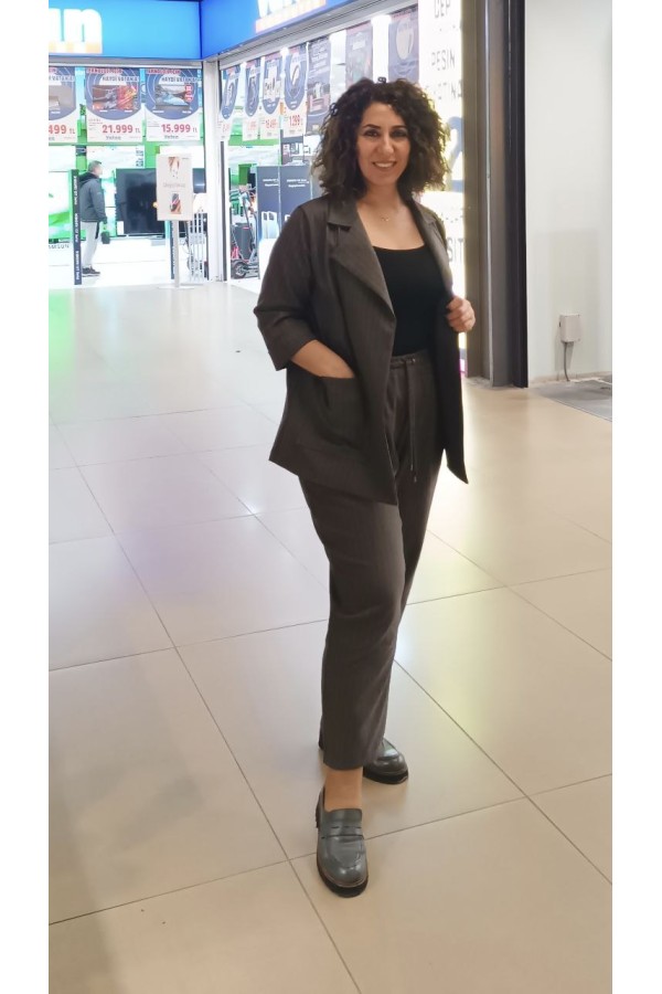 Kadın Alt Üst Elbise Takım- Kahverengi